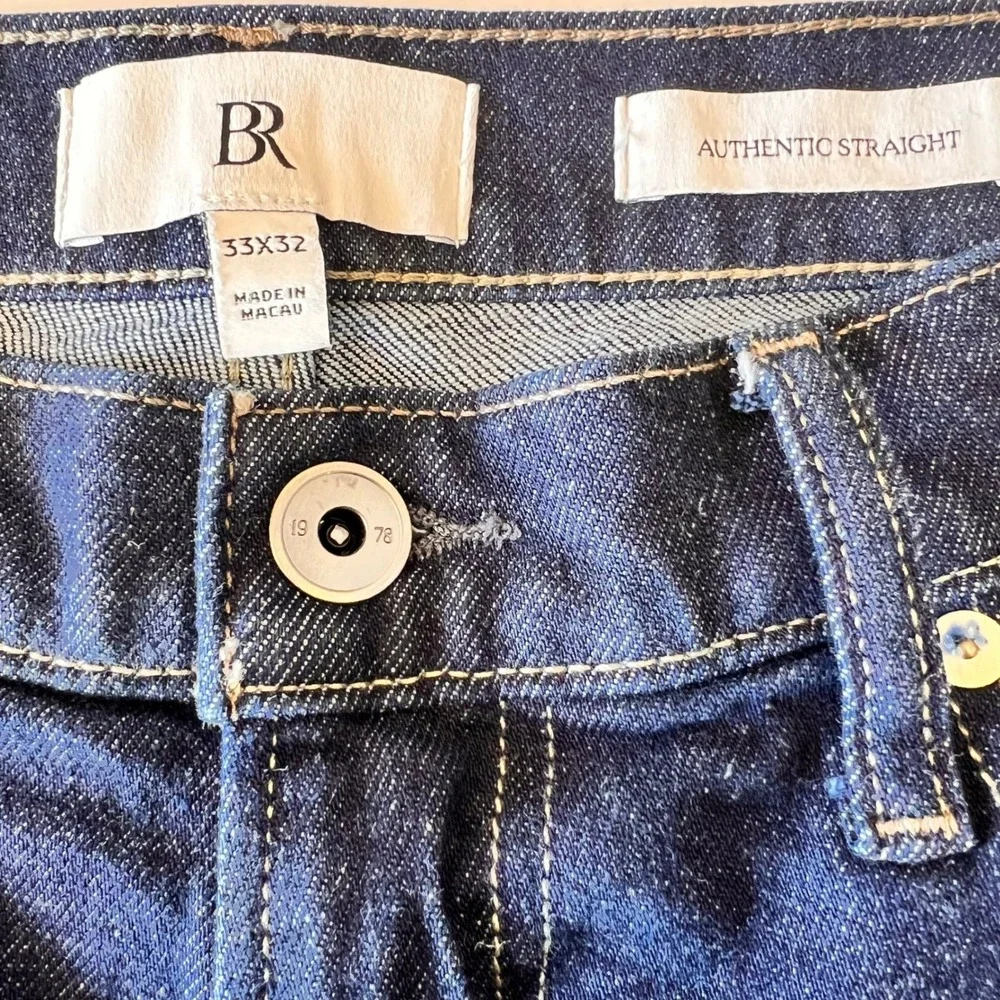 Banana Republic Authentic Straight Jeans Mens 33x32 Dark Wash‎ Indigo Denim
